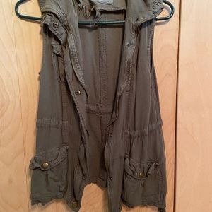 Collared army green vest